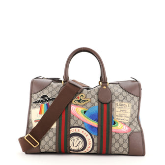 Gucci Courrier Carry On Convertible Duffle Bag GG Coated Canvas with Applique Small