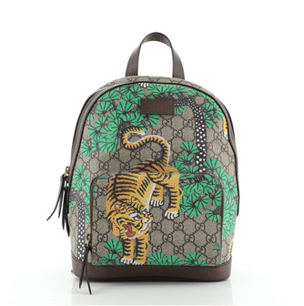 Gucci Zip Pocket Backpack Bengal Print GG Coated Canvas Small