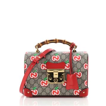 Gucci Padlock Bamboo Top Handle Shoulder Bag Printed GG Coated Canvas and Leather Small
