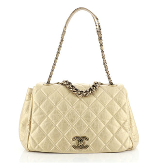 Chanel Pondichery Flap Bag Quilted Aged Calfskin Large