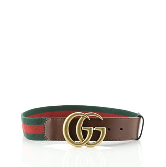 Gucci GG Marmont Web Belt Canvas and Leather Wide