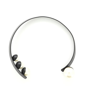 Christian Dior Collar Necklace Metal with Faux Pearls