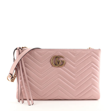 Gucci GG Marmont Double Zip Chain Bag Matelasse Leather Medium
