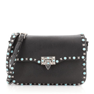 Valentino Rolling Rockstud Crossbody Bag Leather with Cabochons Medium