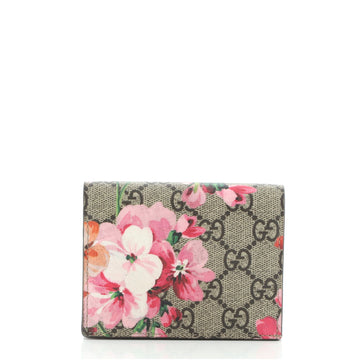 Gucci Flap Card Case Blooms Print GG Coated Canvas