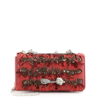 Valentino Va Va Voom Clutch Leather with Feathers Medium