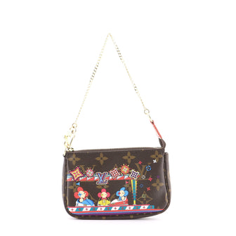 Louis Vuitton Pochette Accessoires Limited Edition Vivienne Xmas Monogram Canvas Mini