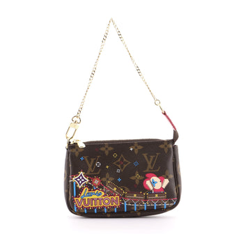 Louis Vuitton Pochette Accessoires Limited Edition Vivienne Xmas Monogram Canvas Mini