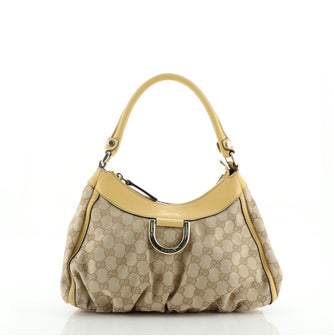 Gucci Ring Handle Zip Hobo GG Canvas Small