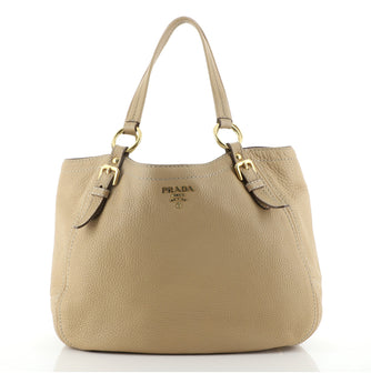 Prada Buckle Tote Vitello Daino Medium