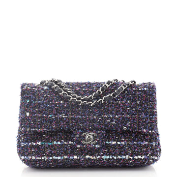Chanel Classic Double Flap Bag Quilted Multicolor Tweed Medium