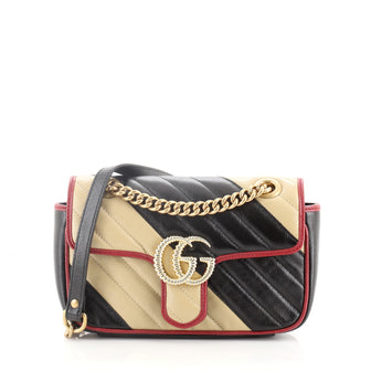 Gucci GG Marmont Flap Bag Diagonal Quilted Leather Small