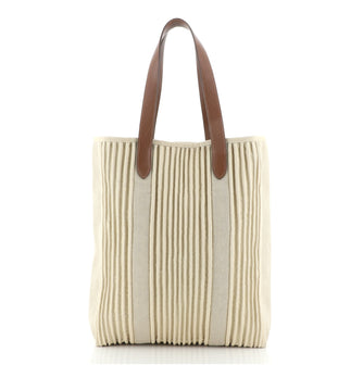 Hermes Calicut Cabas Tote Ribbed Canvas with Leather