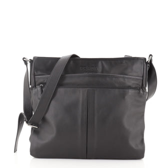 Prada Double Pocket Zip Messenger Soft Calfskin Large
