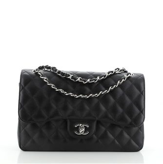 Chanel Classic Double Flap Bag Quilted Caviar Jumbo