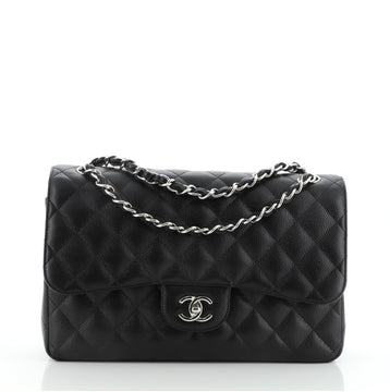 Chanel Classic Double Flap Bag Quilted Caviar Jumbo