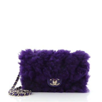 Chanel CC Chain Flap Bag Quilted Shearling with Lambskin Small
