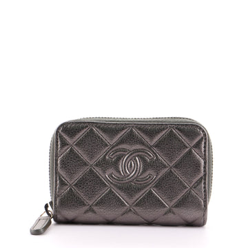 Chanel Diamond CC Zip Coin Purse Quilted Lambskin Small