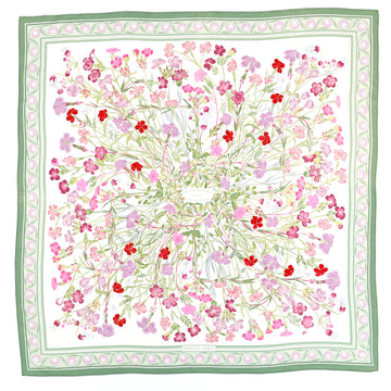 Hermes Oeillets Sauvages et Autres Caryophyllees Scarf Printed Silk 90