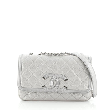 Chanel Filigree Flap Bag Quilted Caviar Small