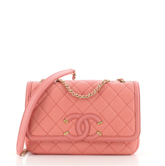 Chanel Filigree Flap Bag Quilted Caviar Small