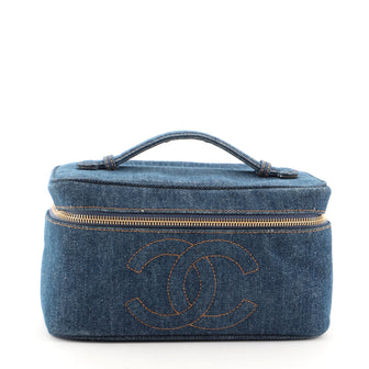 Chanel Vintage Timeless Cosmetic Case Denim Medium