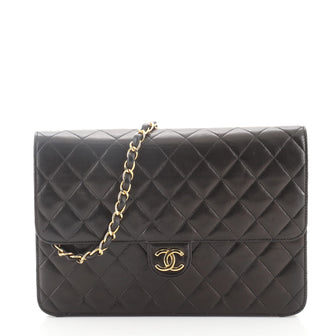 Chanel Vintage Clutch with Chain Quilted Leather Medium