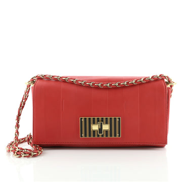 Fendi Claudia Shoulder Bag Pequin Embossed Leather Small