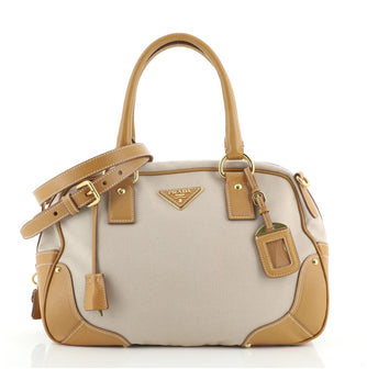 Prada Convertible Bowling Bag	Canvas and Leather Medium