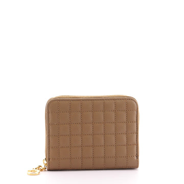 Celine C Charm Zip Around Wallet Quilted Leather Compact