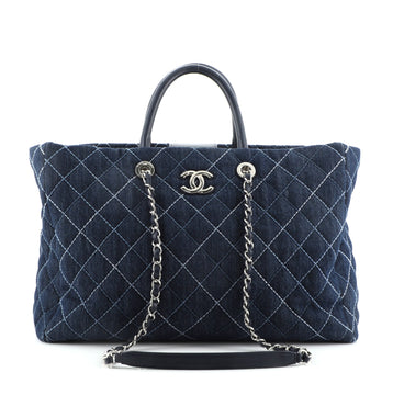 Chanel Coco Handle Shopping Tote Quilted Denim Large