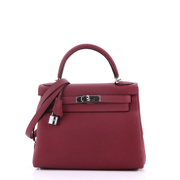 Hermes Kelly Handbag Rouge H Togo with Palladium Hardware 28 For