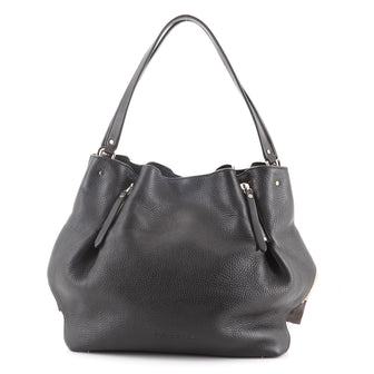 Burberry Maidstone Tote Leather and House Check Canvas Medium