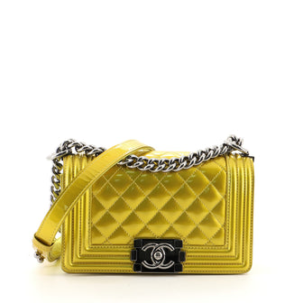 Chanel Boy Flap Bag Quilted Patent Small