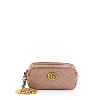 Gucci GG Marmont Triple Zip Chain Bag Matelasse Leather Mini