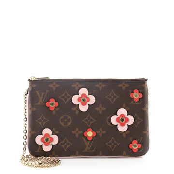 Louis Vuitton Double Zip Pochette Limited Edition Blooming Flowers Monogram Canvas