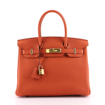 Hermes Birkin Handbag Orange Togo with Gold Hardware 30