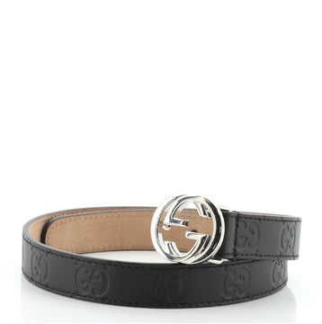 Gucci Kid's Interlocking G Belt Guccissima Leather Thin