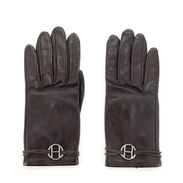 Hermes Round H Logo Gloves Lambskin