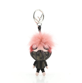 Fendi Space Monkey Bag Charm Zucca Canvas with Leather and Fur