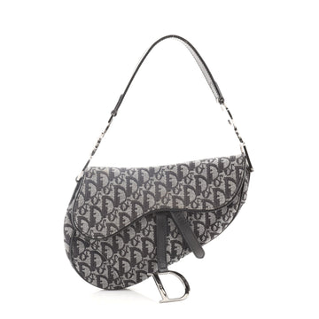 Christian Dior Vintage Saddle Bag Diorissimo Canvas Medium