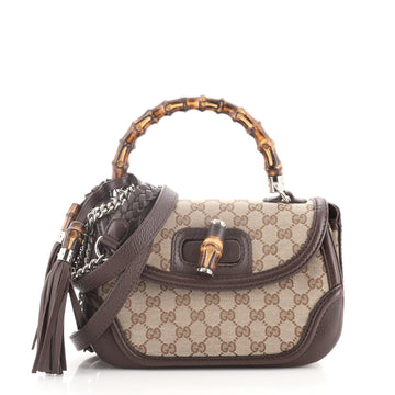 Gucci New Bamboo Top Handle Bag GG Canvas Medium