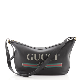 Gucci Logo Half-Moon Hobo Printed Leather