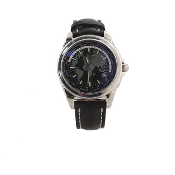 Breitling Galactic Unitime Automatic Watch Stainless Steel and Leather 44