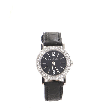 Bvlgari Bvlgari Quartz Watch White Gold and Alligator with Diamond Bezel 26