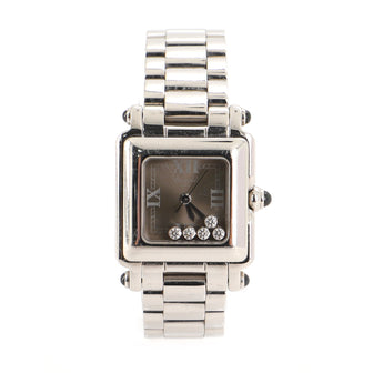 Happy Sport Square Quartz Watch Stainless Steel with Diamonds 27