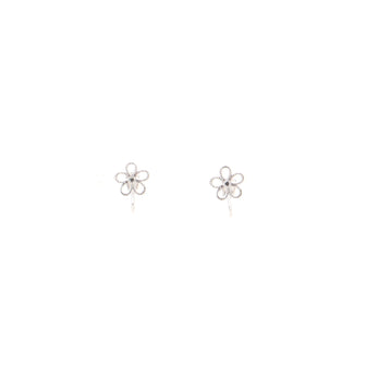 Mikimoto Daisy Screw Stud 18K White Gold with Diamonds Earrings
