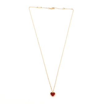 Van Cleef & Arpels Sweet Alhambra Heart Pendant 18K Rose Gold and Carnelian Necklace