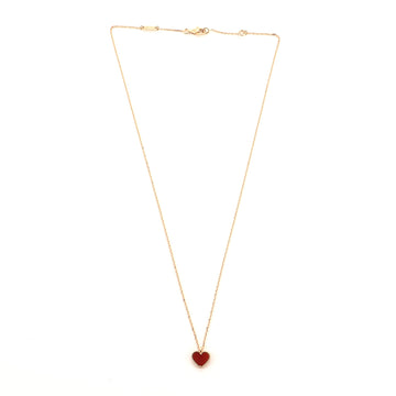 Van Cleef & Arpels Sweet Alhambra Heart Pendant 18K Rose Gold and Carnelian Necklace