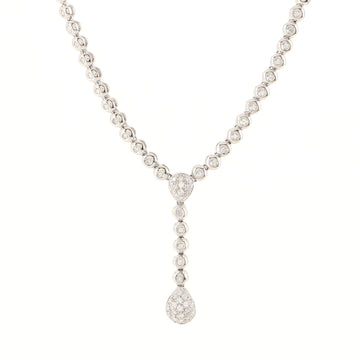 Damiani Teardrop Pendant Necklace 18K White Gold and Diamonds